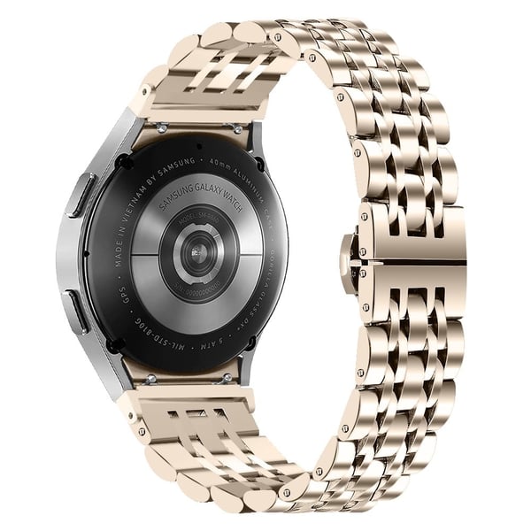 Samsung Galaxy Watch7 44 mm / 40 mm rustfritt stålbånd med 7-perler smartklokkerem med kontakt - Champagne-Gull