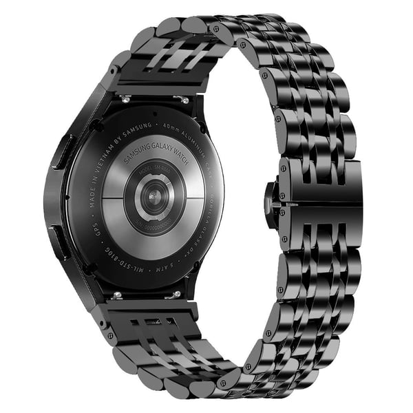 Samsung Galaxy Watch7 44mm / 40mm rustfrit stålbånd 7-Bead Smartwatch rem med stik - Sort