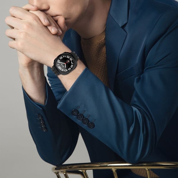Samsung Galaxy Watch Ultra 47 mm erstatningsrem med 5 perler i rustfritt stål, svart