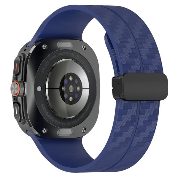 Samsung Galaxy Watch Ultra 47 mm silikonarmbånd med karbonfiberstruktur og magnetisk spenne - Midnattsblå