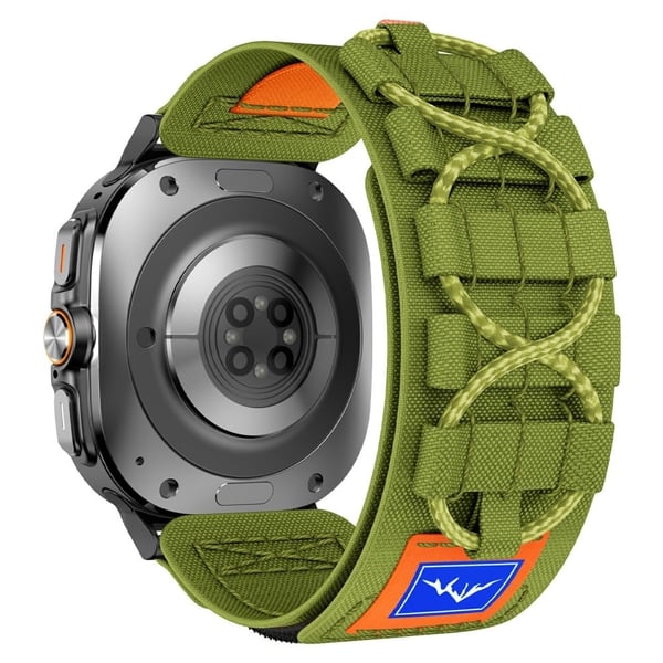 Samsung Galaxy Watch Ultra 47 mm nylonklokkerem med spor av flettet tau - Svart-Grønn