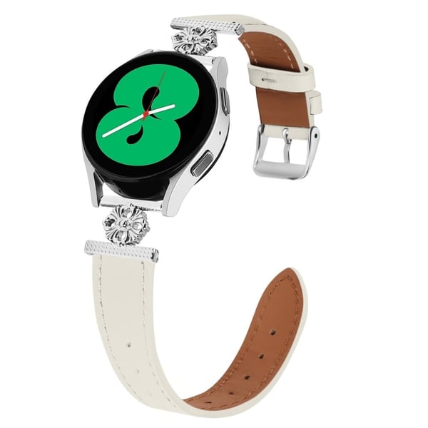 Garmin vivoactive 5 / Garminactive 5 klokkerem Ekte kuskinn med blomsterdekor og justerbar rem - Hvit