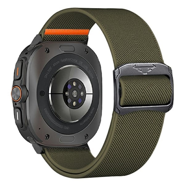 Samsung Galaxy Watch Ultra 47mm Nylon Strap Elastic Replacement Watch Band - Militærgrøn
