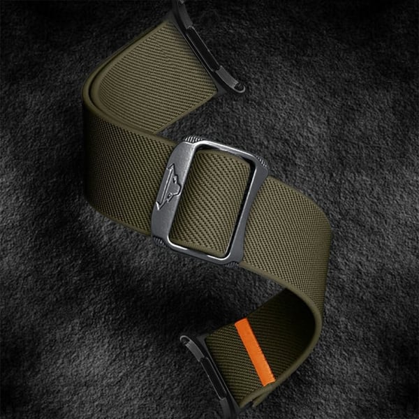 Samsung Galaxy Watch Ultra 47 mm nylonrem elastisk erstatningsarmbånd - Militærgrønn