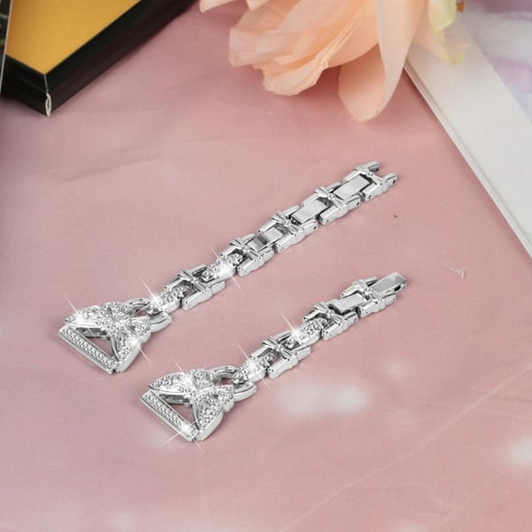 Samsung Galaxy Watch7 44mm / 40mm Butterfly Bling Rhinestone Decor Watch Band Metal Bracelet - Sølv