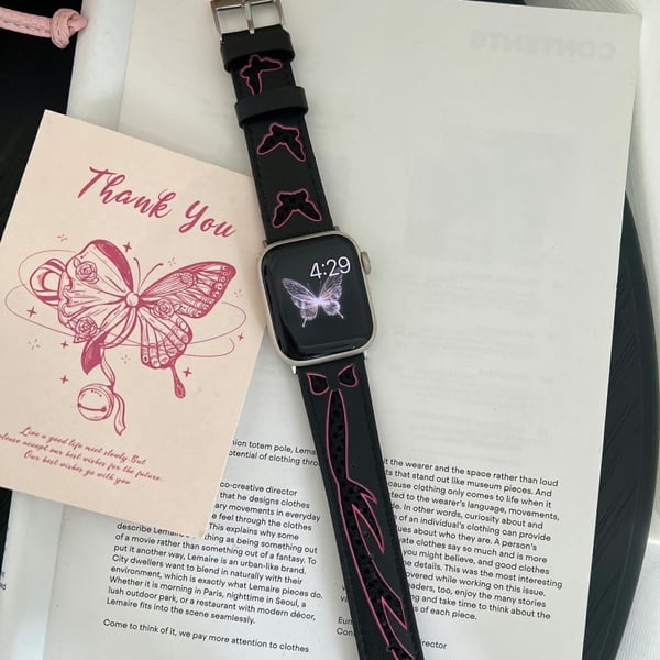 Mesh- og lærrem for Apple Watch Series 49mm - 45mm - 44mm - 42mm - Svart