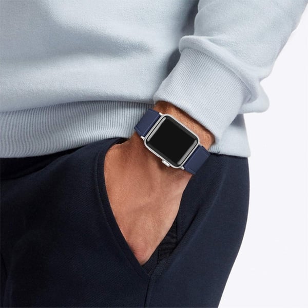 Apple Watch (45 mm) klokkerem i ekte okseskinn - Blå