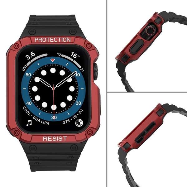 Apple Watch (45 mm) TPU-klokkerem - Svart / Rød