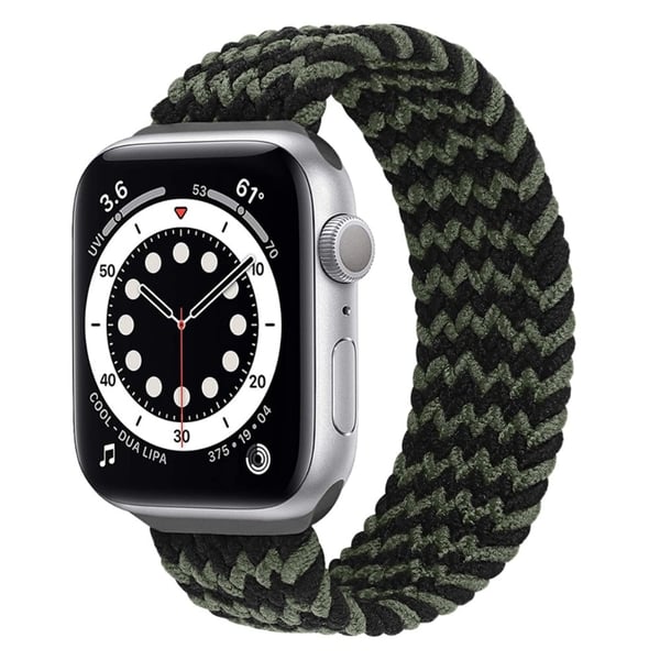 Apple Watch (45 mm) elastisk klokkerem - Svart / Grønn / Størrelse: L