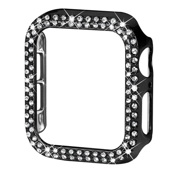 Apple Watch (45 mm) beskyttelsesdeksel med rhinestone-dekor - Svart