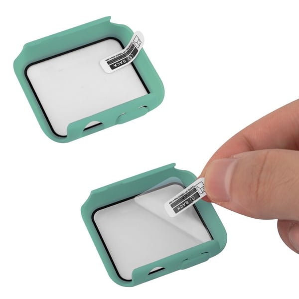 Apple Watch (45 mm) deksel med herdet glass + klokkerem i silikon - Grønn