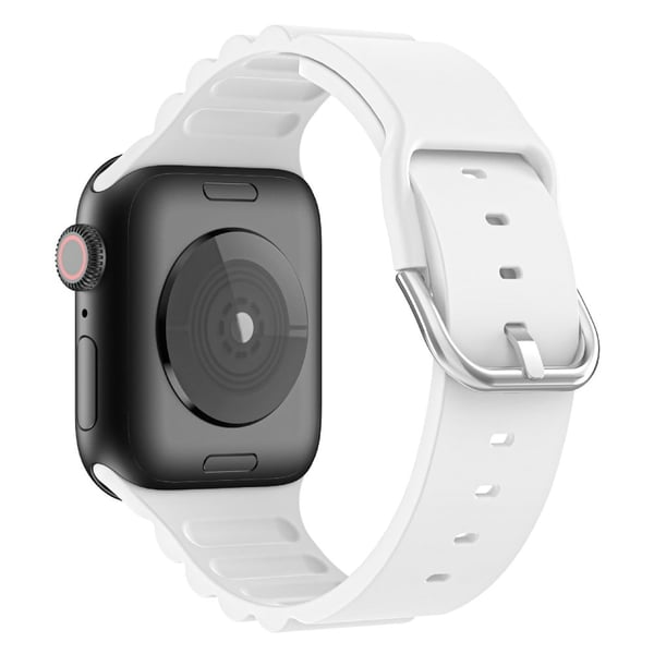 Apple Watch (45 mm) horisontalstripe silikonklokkerem - Hvit