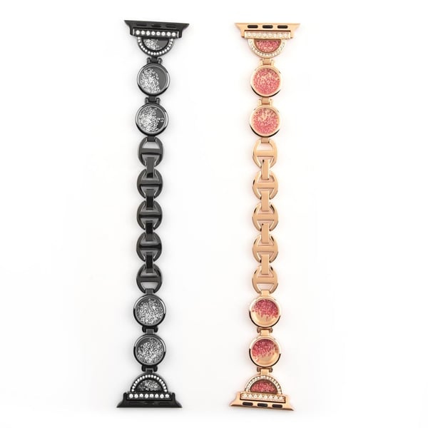 Apple Watch (45 mm) unik klokkerem i rustfritt stål med rhinestone-dekor - Gull