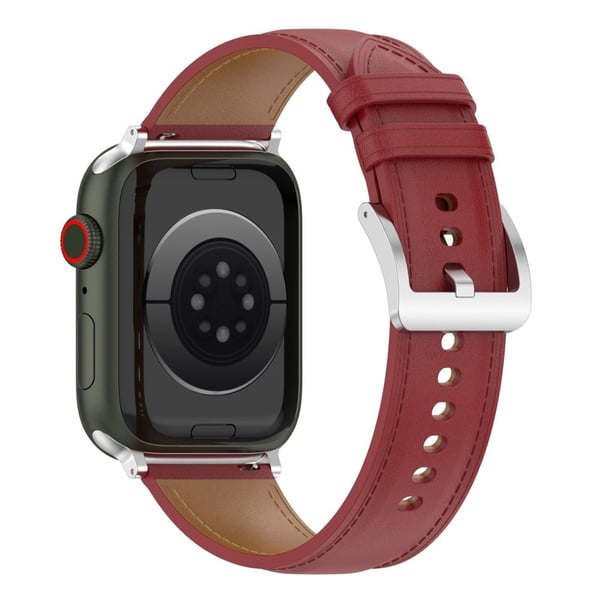 Apple Watch (45 mm) klokkerem i ekte okseskinn - Rød