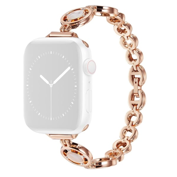 Apple Watch (45 mm) klokkerem med rhinestone-dekor - Rose Gull / Hvit Apple Watch (45 mm) klokkerem med rhinestone-dekor - Rose Gull / Hvit
