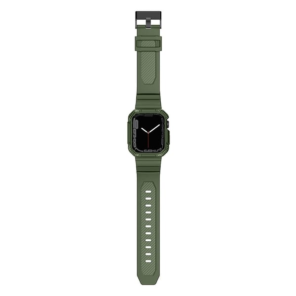 Apple Watch (45 mm) karbonfiberdeksel med klokkerem - Mørkegrønn