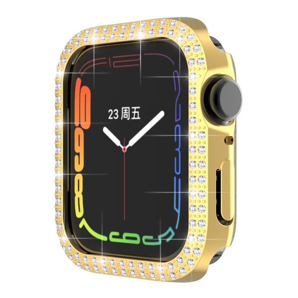 Apple Watch (45 mm) deksel med to rader med rhinestone-design - Gull