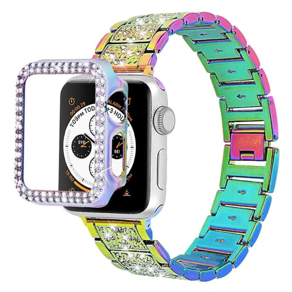 Apple Watch (45 mm) klokkerem med 3 perler og rhinestone-dekor med deksel - Flerfarget