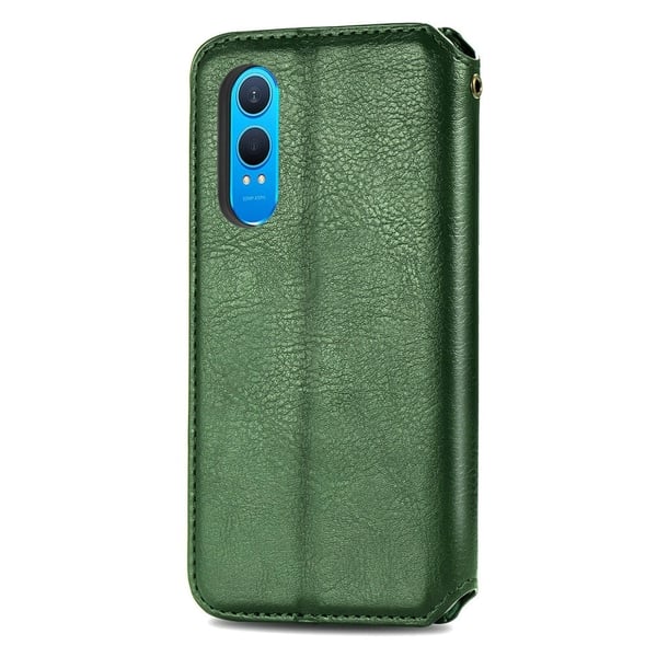 Skinn-etui med stilfult rombeavtrykk for OnePlus Nord CE4 Lite - Grønn