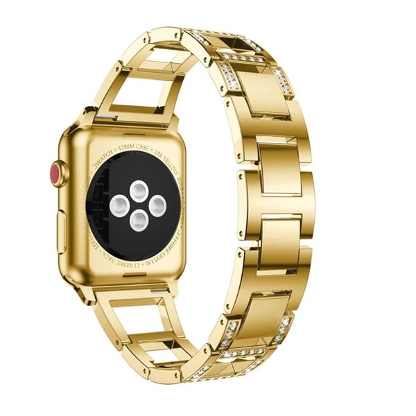 Apple Watch (41 mm) klokkerem med rhinestone-dekor i trapesformet stil - Gull
