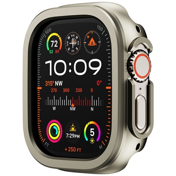 Apple Watch Series 10 42 mm uthult, fleksibelt og aluminiumslegert beskyttelsesdeksel for klokkeramme - Titan Gull