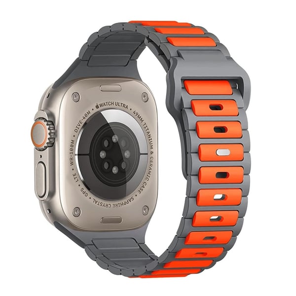 Silikonrem i to farger Apple Watch Series 49mm - 45mm - 44mm - 42mm - Oransje + Grå