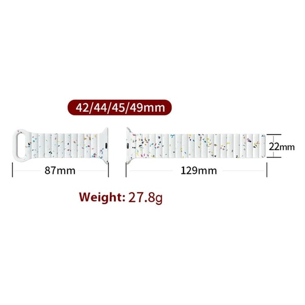 Magnetisk silikonrem Apple Watch Series 49mm - 45mm - 44mm - 42mm - Hvit