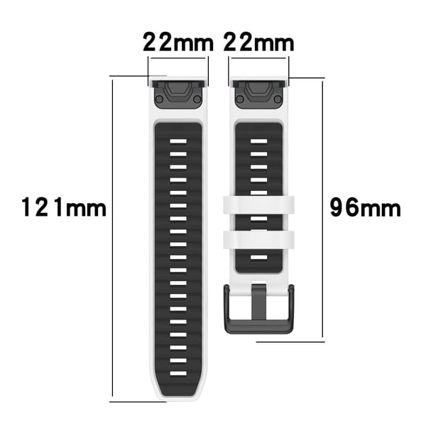 22 mm reim Garmin Fenix 8 47 mm / Fenix E 47 mm / Quatix 7 Pro Universal Silikonklokkebånd - Hvit + Svart