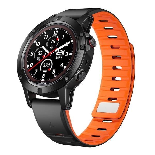 Silikonrem Garmin Fenix 8 51 mm / Enduro 3 / Enduro 2 26 mm magnetisk klokkerem med hurtigutløser - Svart + Oransje