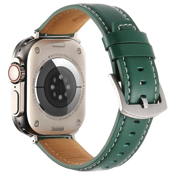 Ranneke Apple Watch Series 49mm - 45mm - 44mm - 42mm Aito naudannahkaranneke - Vihreä Ranneke Apple Watch Series 49mm - 45mm - 44mm - 42mm Aito naudannahkaranneke - Vihreä