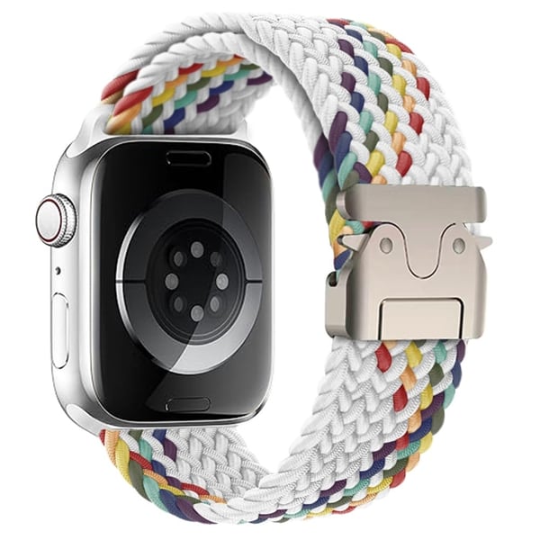 Armbånd Apple Watch Series 49mm - 45mm - 44mm - 42mm Watch Band - Hvit Regnbue