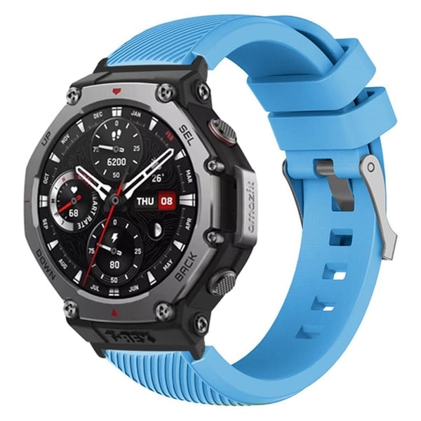 Huami Amazfit T-Rex 3 erstatningsrem Twill Texture Myk silikonklokkebånd med kontakt, skrutrekker - Himmelblå