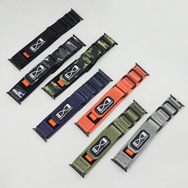 Apple Watch Series 41 mm - 40 mm - 38 mm nylonarmbånd - Kamuflasjegrønn