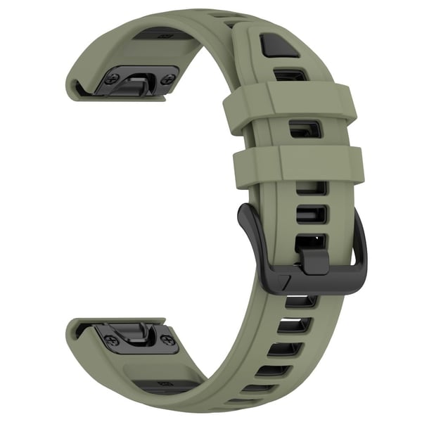 20 mm stropp Garmin Fenix 8 43 mm / Descent MK3 / MK3i / epix Pro (Gen 2) 42 mm universal silikonklokkearmbånd - Militærgrønn + Svart