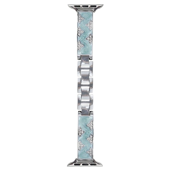 Rhinestone Leaves metallrem Apple Watch Series 49mm - 45mm - 44mm - 42mm - Innsjøblå
