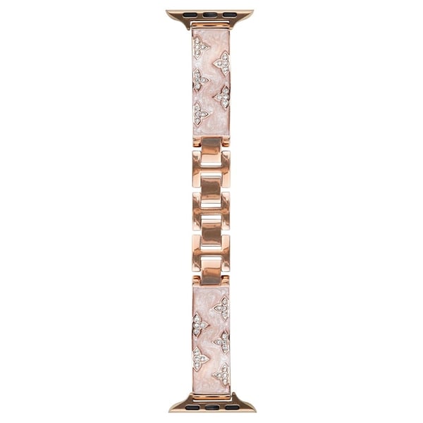 Rhinestone Leaves metallrem Apple Watch Series 49mm - 45mm - 44mm - 42mm - Rose Gull