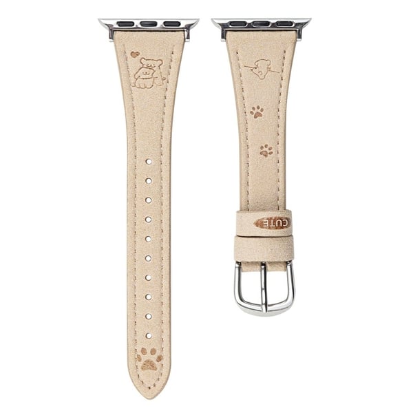Hundelæderrem Apple Watch Series 49mm - 45mm - 44mm - 42mm - Aprikos