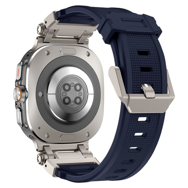 Samsung Galaxy Watch Ultra 47mm urrem Blød fleksibel justerbar håndledsrem - Titanium + Blå