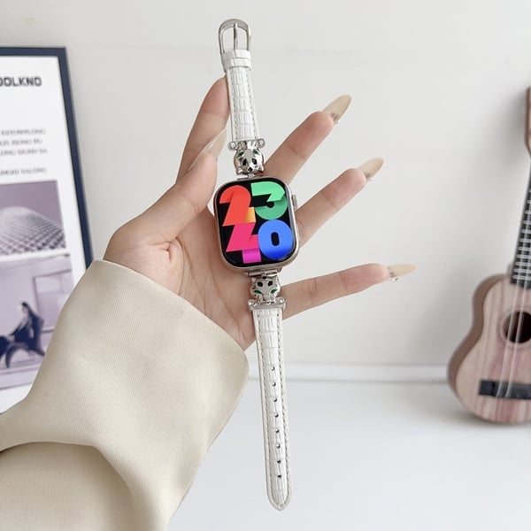 Apple Watch Series 49mm - 45mm - 44mm - 42mm Watchband - Sølv / Hvit