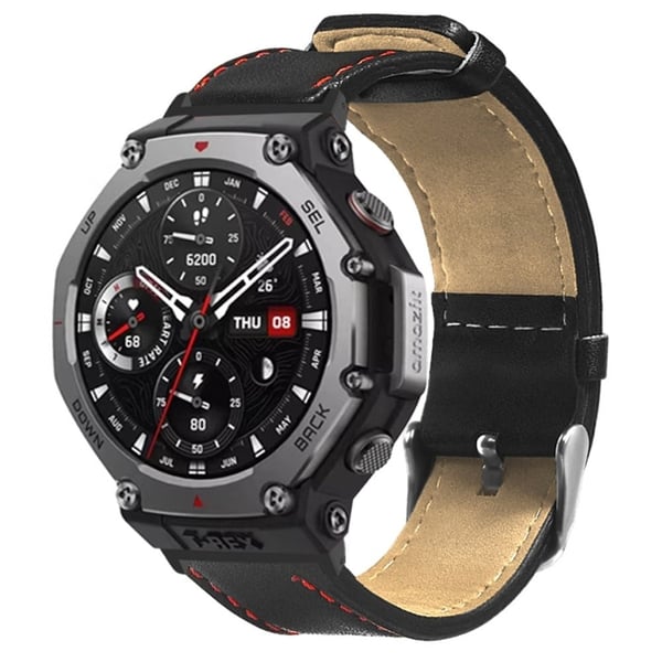 Huami Amazfit T-Rex 3 Erstatningsklokkearmbånd Stitching Ekte håndleddsrem i kuskinn med kontakt