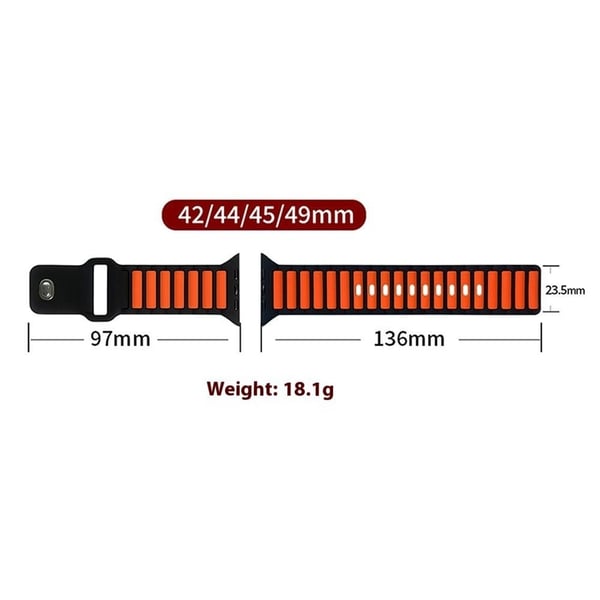 Silikonrem i to farger Apple Watch Series 49mm - 45mm - 44mm - 42mm - Grå + Hvit
