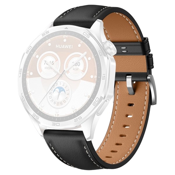 Huawei Watch GT 5 46mm / GT 5 Pro 46mm / GT 4 46mm Udskiftningsrem 22mm Ægte okselæder urrem - Sort