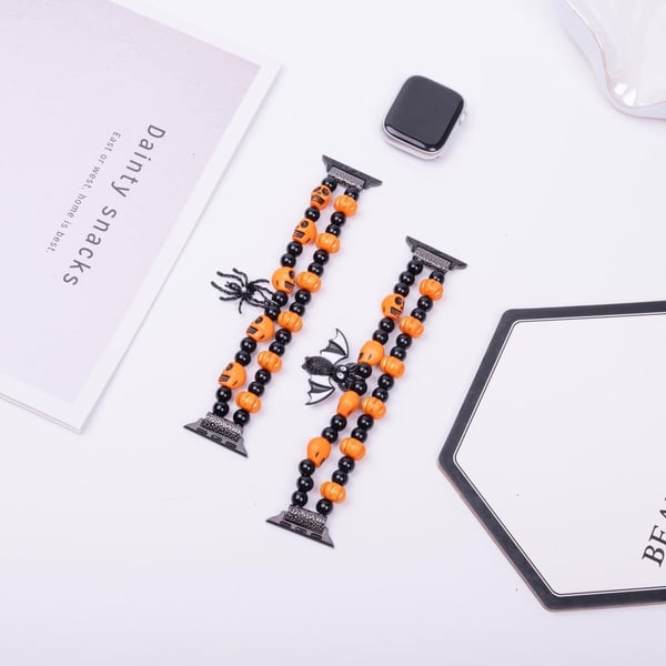 Halloween Spider / Bat Beaded Strap Apple Watch Series 41mm - 40mm - 38mm - Edderkopp