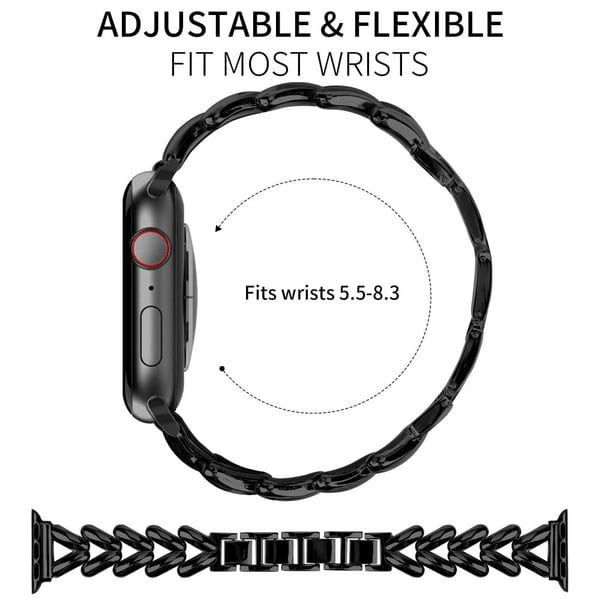 Rem Apple Watch Series 41mm - 40mm - 38mm Twisted Metal Zinc Alloy Watch Band - Sort