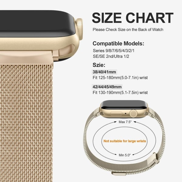 Apple Watch Series 49 mm - 45 mm - 44 mm - 42 mm metallarmbånd - Retro Gull