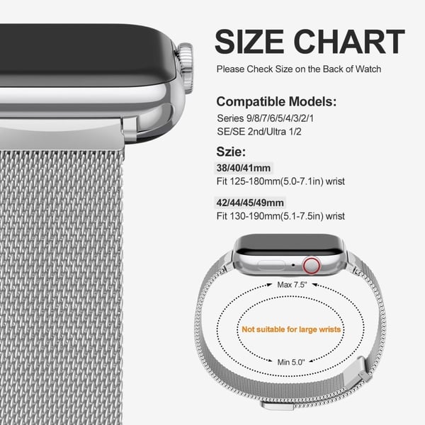 Apple Watch Series 41 mm - 40 mm - 38 mm metallarmbånd - Sølv