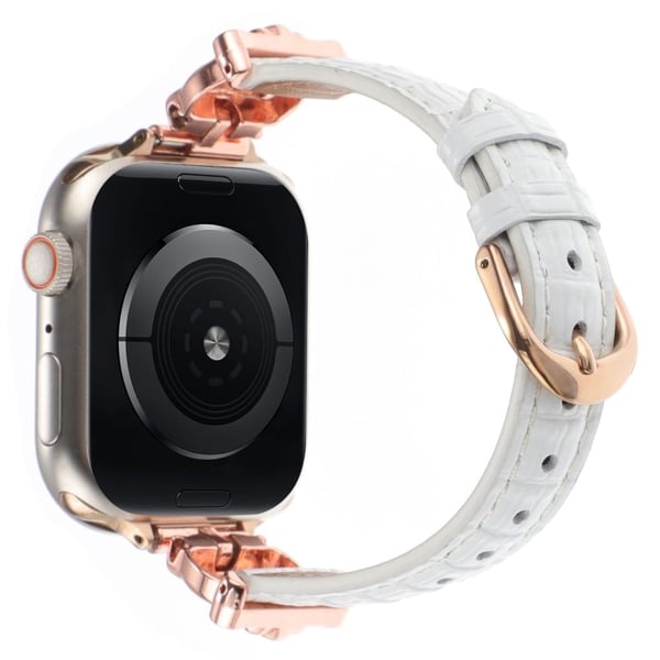 Apple Watch Series 41 mm - 40 mm - 38 mm klokkerem Bamboo Textured - Rose Gull / Hvit