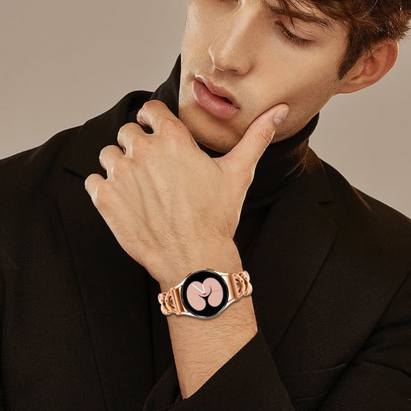 Sinklegert klokkerem Samsung Galaxy Watch6 40mm / 44mm / Watch6 Classic 43mm / 47mm vridd klokkerem med hurtigutløserkontakt - Rose Gull