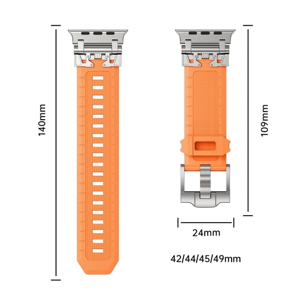 Apple Watch Series 49 mm - 45 mm - 44 mm - 42 mm fleksibelt klokkerem - Svart / Oransje
