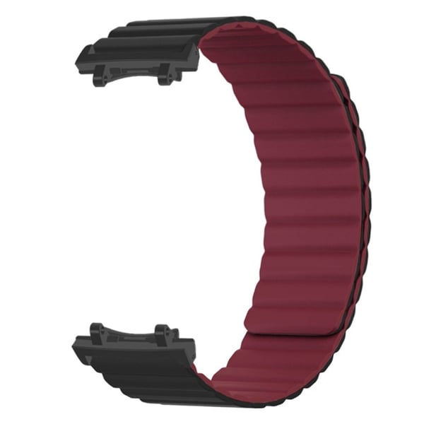 Huami Amazfit T-Rex 3 Justerbar magnetisk silikonarmbånd med kontakt - Svart / Vinrød